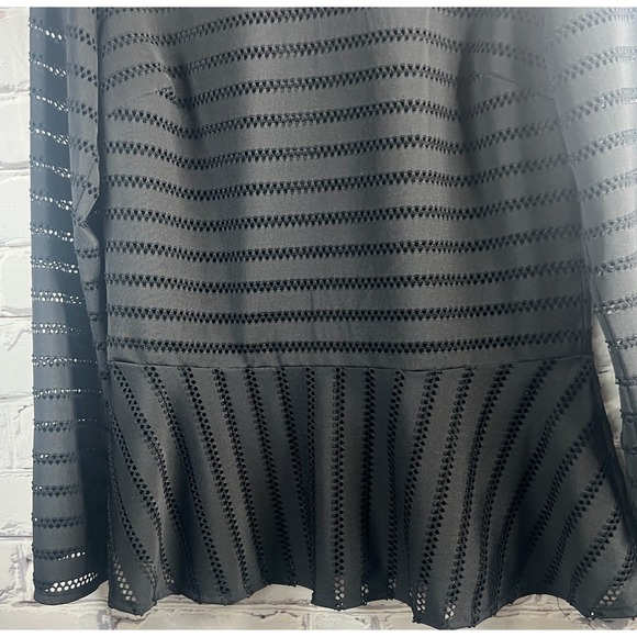 Banana Republic Black Peplum Blouse Top Women's SMALL Long Sleeve Lined Grunge - Picture 4 of 10